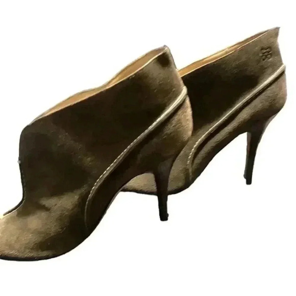Coach Open Toe Dark Olive Green Suede Ankle Boot /High Heel - Picture 12 of 16